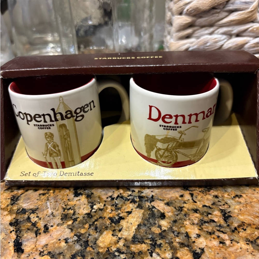 Starbucks Red and Cream Copenhagen & Denmark Demitasse Mug Set